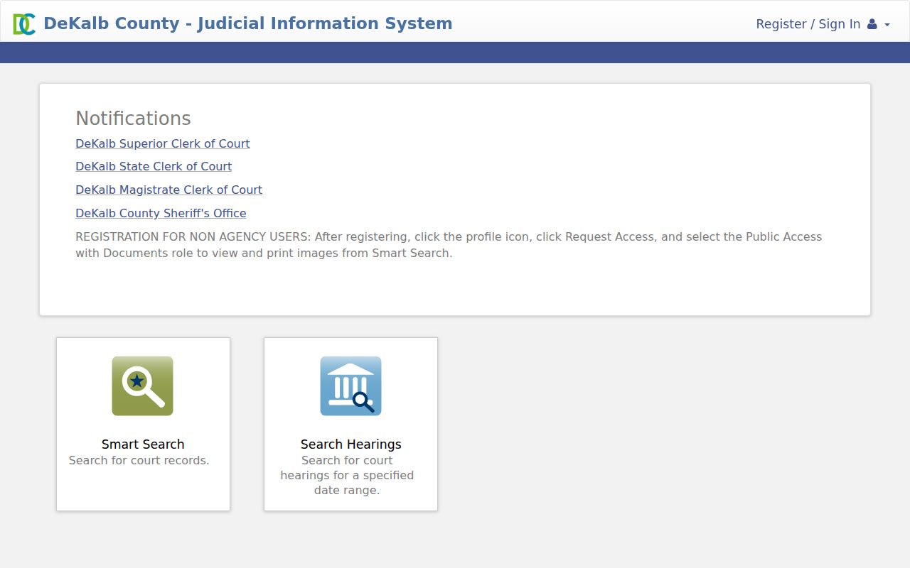 DeKalb County case search Odyssey Smart Search entry points