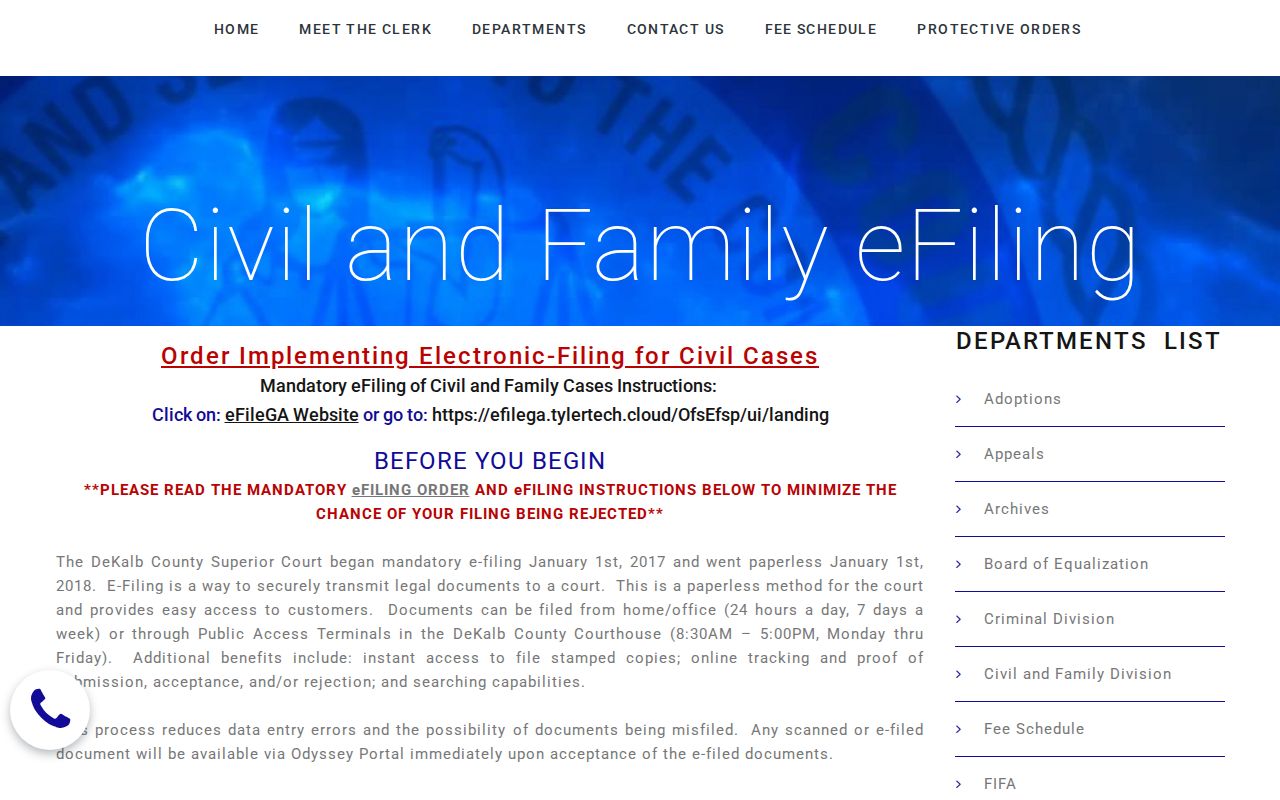 DeKalb County civil court docket Superior Clerk civil e-file access