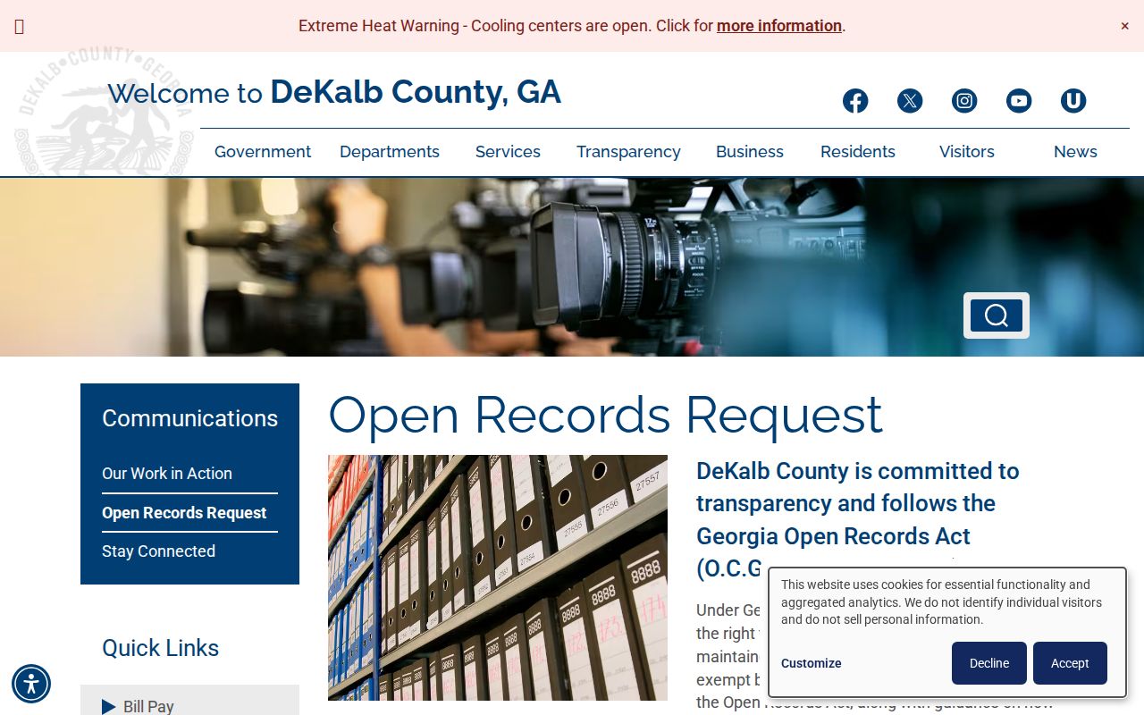 DeKalb County court records County Open Records request route
