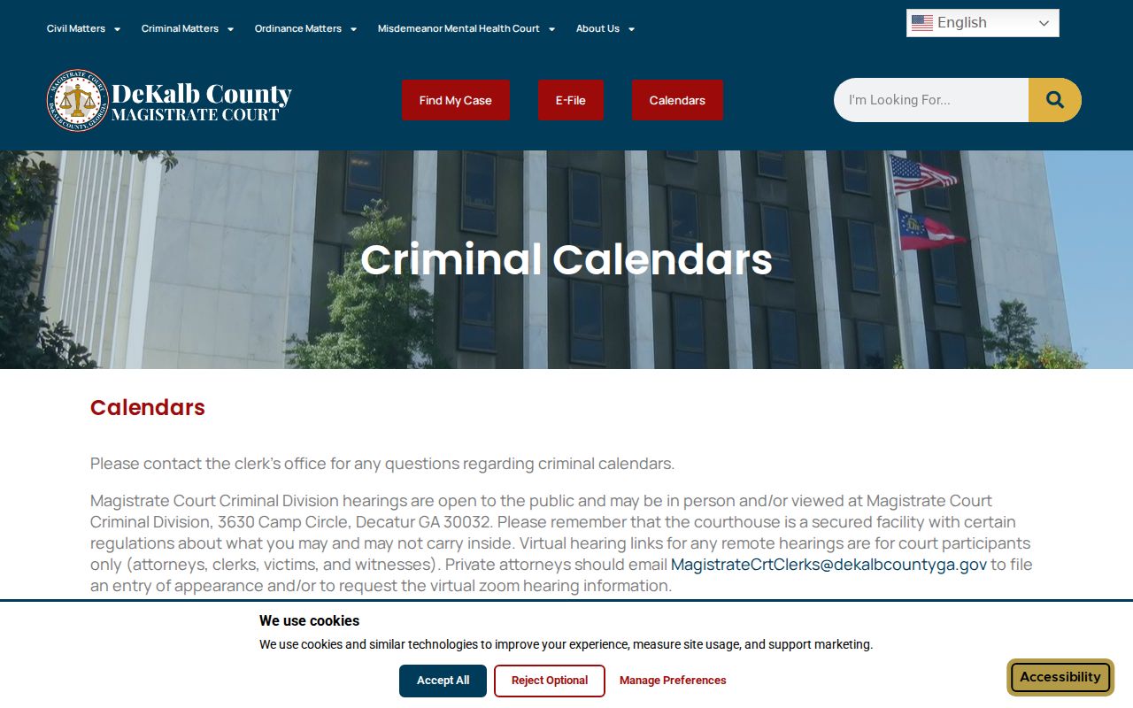 DeKalb County criminal court docket Magistrate criminal calendar access