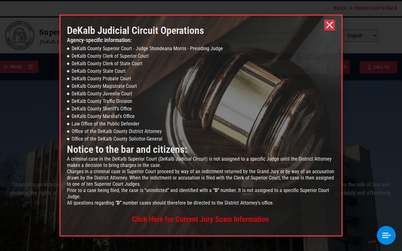 DeKalb County court docket Superior Court public access links