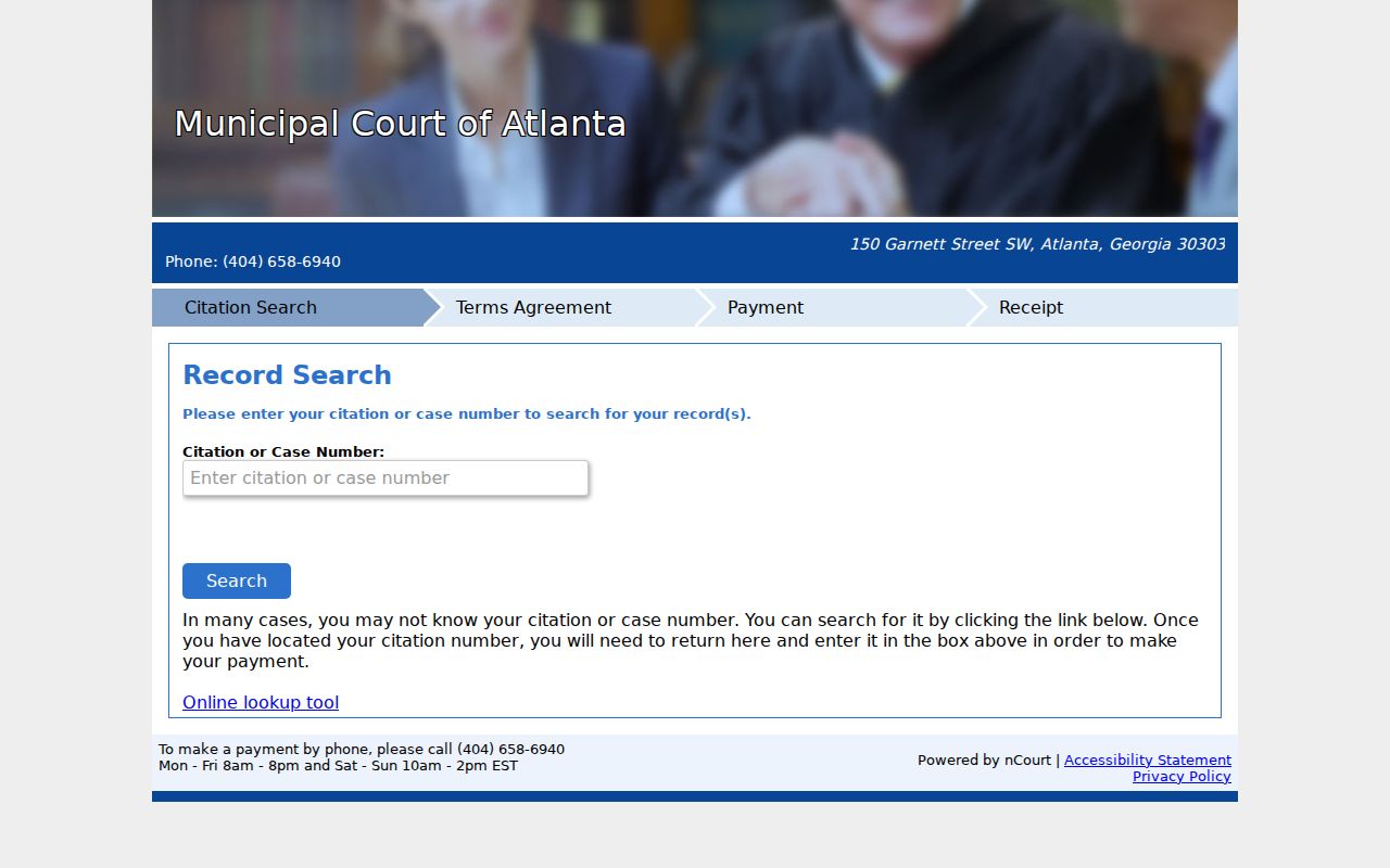 DeKalb County traffic court records Atlanta citation payment form
