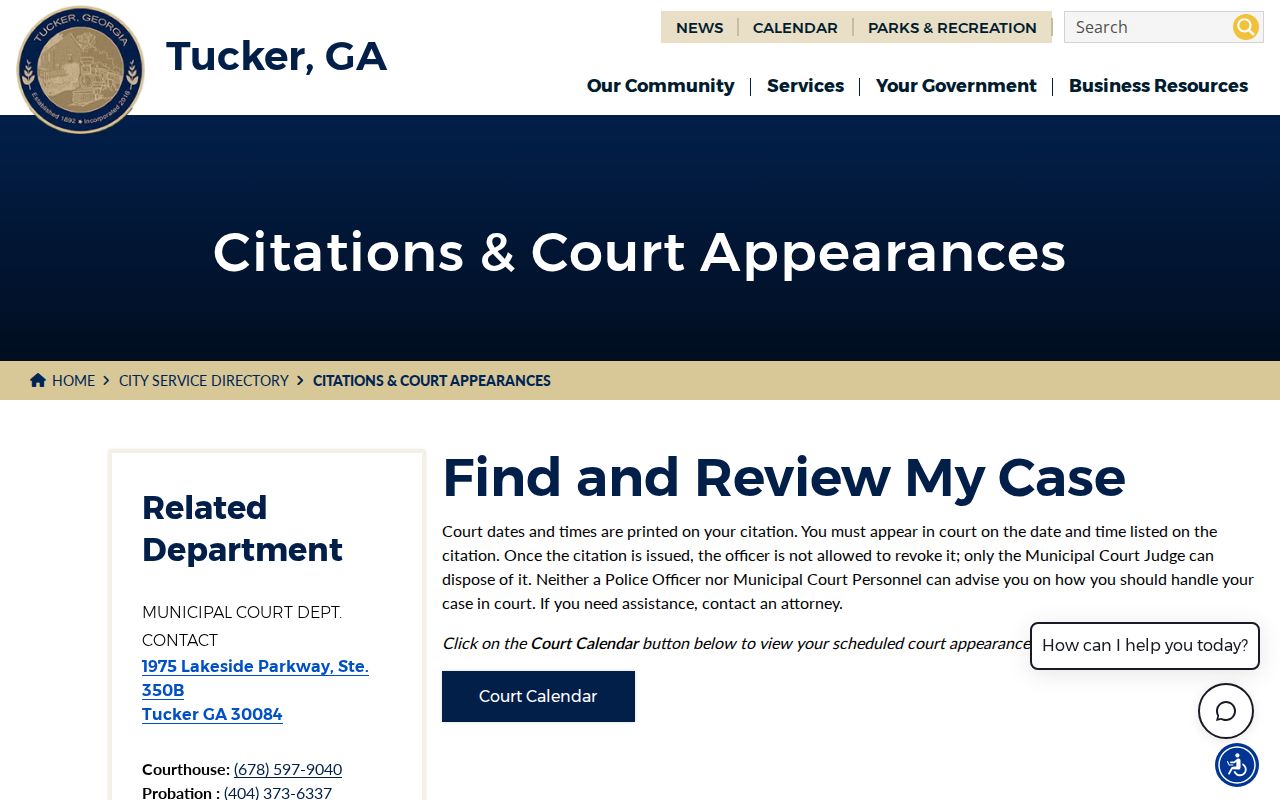 DeKalb County traffic court records Tucker citation and court appearance guidance