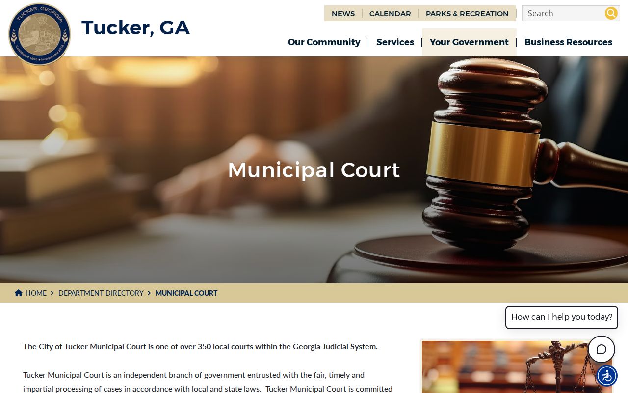 Tucker Municipal Court setting for Tucker court docket records